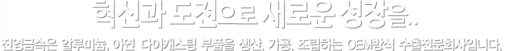 진영금속은 알루미늄, 아연 다이캐스팅 부품을 생산, 가공, 조립하는 OEM 방식 수출전문회사입니다.